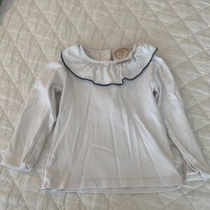 The Beaufort Bonnet Company White Long Sleeve Top with Navy Trim